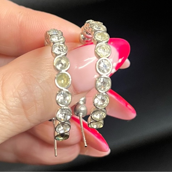 Chanel Silver Crystal Hoop Earrings - Picture 4 of 8